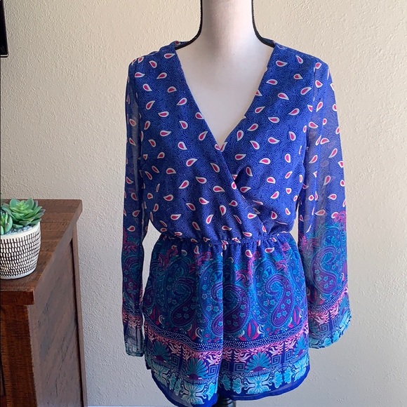 Wet Seal Pants - Short long sleeve v-neck back cutout  romper